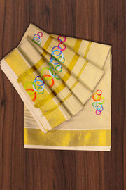 Kerala Set Saree – Digital Print with Golden Kasavu