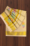 Kerala Set Saree – Digital Print with Golden Kasavu