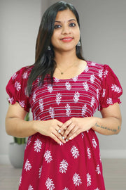 Floral Print Cotton Night Dress