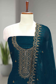 Crunchy Churidar Material with Elegant Golden Thread Embroidery