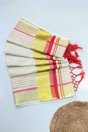 Kerala Set Saree with Golden Kara & Tassels