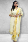 Tissue Churidar with Golden Kasavu