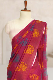 Synthetic Saree with Body Print Work