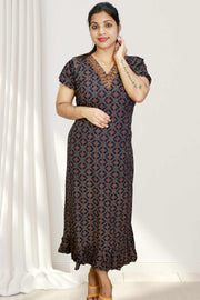 Ajrakh Cotton Night Dress – Comfort Meets Craft