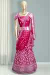 Wedding Lacha with Silver Thread Work – Net Fabric