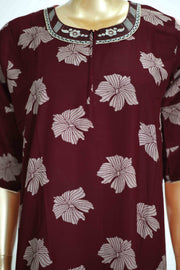 Rayon Nighty – Floral Embroidery Thread Work