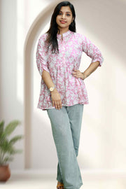 Cotton Short Kurti – Floral Charm