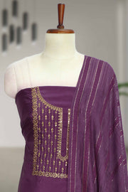 Silk Churidar Material with Golden Embroidery and Box Work