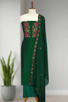 Floral Thread Work Silk Churidar Material