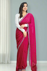 Chiffon Fancy Saree with Stone Work & Blouse