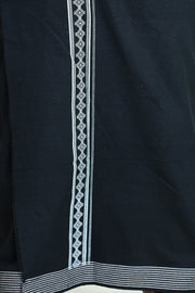 Black Cotton Dhothi with White Print