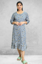 Floral Semi Chiffon Night Dress