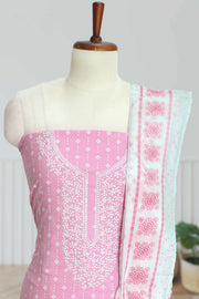 Cotton Churidar Material with Floral Thread Embroidery