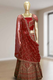 Designer Wedding Lacha – Net with Stone & Sequins Work