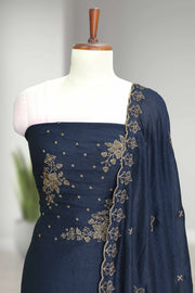 Silk Churidar Material with Embroidery & Beads Work