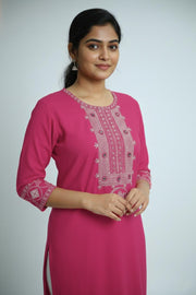 Cotton Kurti – Printed Mirror Work