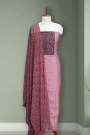 Silk Churidar Material with Floral Print & Mirror Work