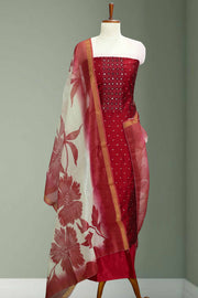 Silk Churidar Material-Thread Work With Butta