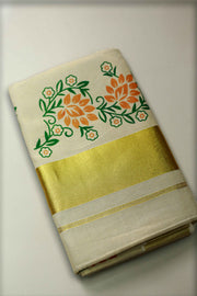 Kerala Set Saree-Print With Border