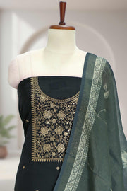 Silk Churidar Material with Golden Thread Work