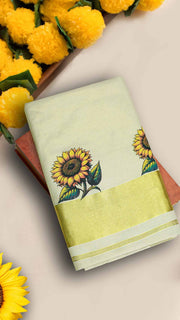 Kerala Set Saree-Print With Kasavu Border