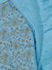 Golden Sequin Embroidered Silk Churidar Material
