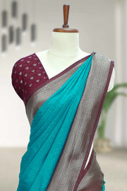 Banarasi Silk Saree – Small Butta with Contrast Design