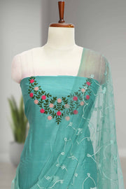 Elegant Silk Churidar Material with Floral Embroidery