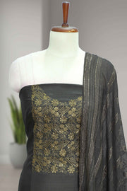 Silk Churidar Material with Sequin & Golden Thread Embroidery