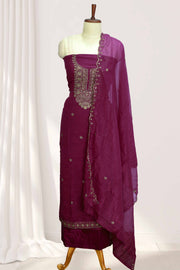 Elegant Georgette Churidar Material – Floral Thread & Sequin Embroidery