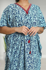 Polycotton Kaftan Night Dress with Floral Print
