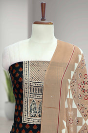 Cotton Churidar Material with Floral Print & Box Work