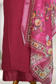 Silk Churidar Material with Floral Thread Work