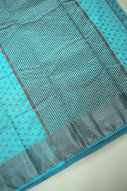 Semi Tusser Silk Saree Silver Butta Work with Border