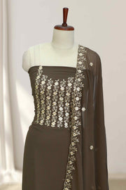 Elegant Georgette Churidar Material – Sequins Floral Edition
