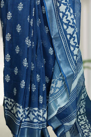 Varanasi Cotton Linen Saree with Batik Design