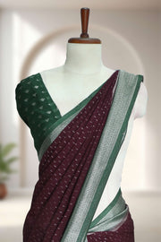 Banarasi Silk Saree – Small Butta with Contrast Design