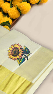 Kerala Set Saree-Print With Kasavu Border