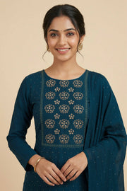 Silk Churidar Material – Stone with Mirror Work