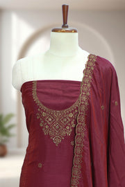 Silk Churidar Material – Golden Thread & Stone Work