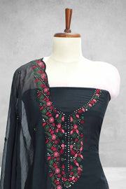 Silk Churidar Material-Floral Thread