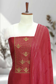 Silk Churidar Material with Sequin & Golden Thread Embroidery