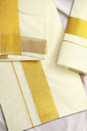 Set Mundu with Golden Kara – Single Set