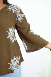 Rayon Short Top with Embroidery