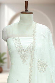 Silk Churidar Material – Silver Thread & Beads Work