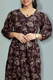 Printed Cotton Feeding Top with V-Neck