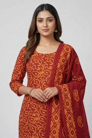 Cotton Churidar Material – Floral Print with Mirror Work