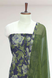 Cotton Churidar Material – Button Work & Floral Print