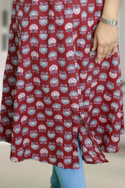 Printed Cotton Kurti with Collar Neck