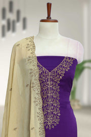 Silk Churidar Material – Golden Embroidery & Sequins Work